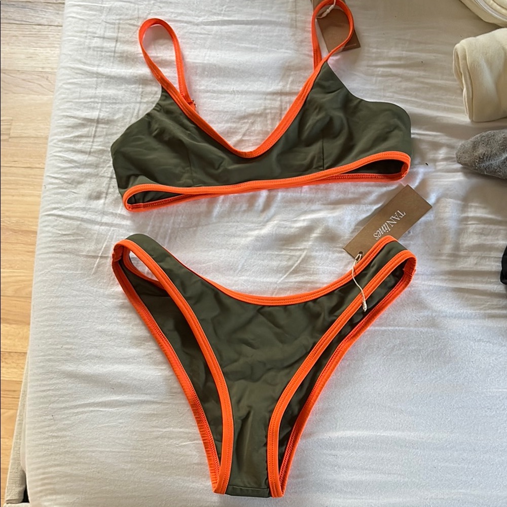 Olive and Orange Bikini Set